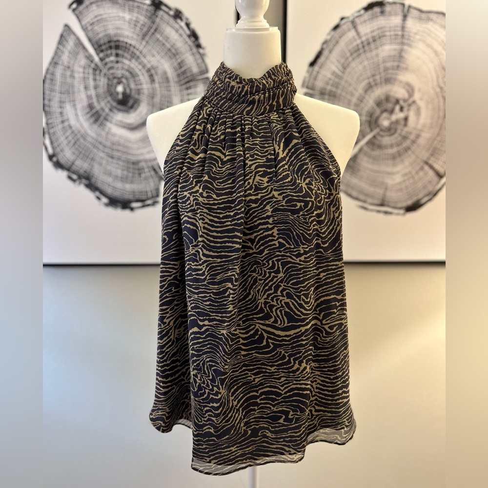 Joie Blue and Tan Patterned Halter Blouse